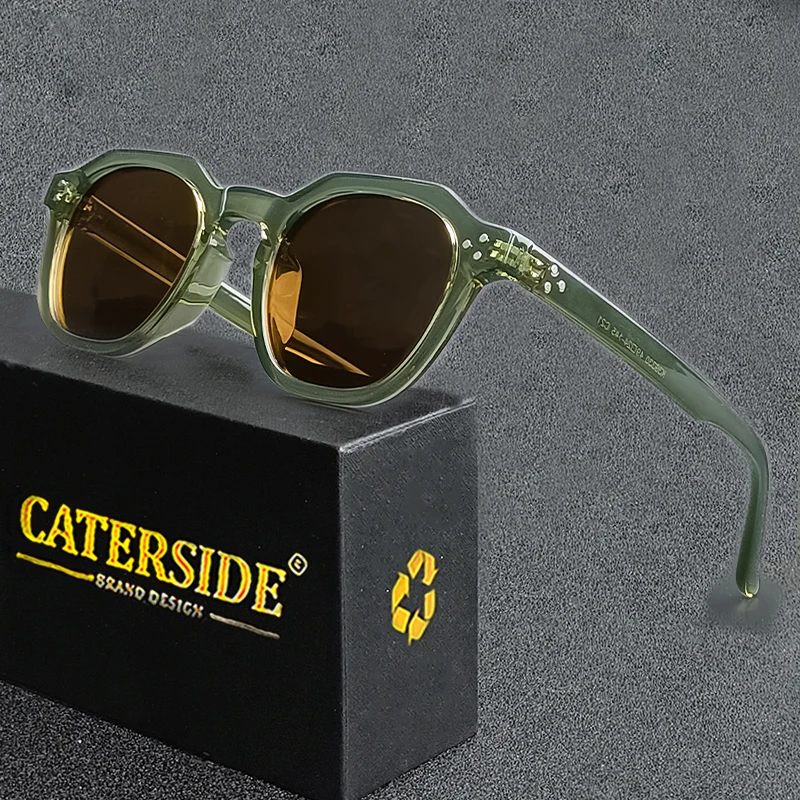 CATERSIDE 레트로 편광 선글라스, 초경량 TR90 프레임 다각형, 야외 하이 퀄리티 여행용 안경