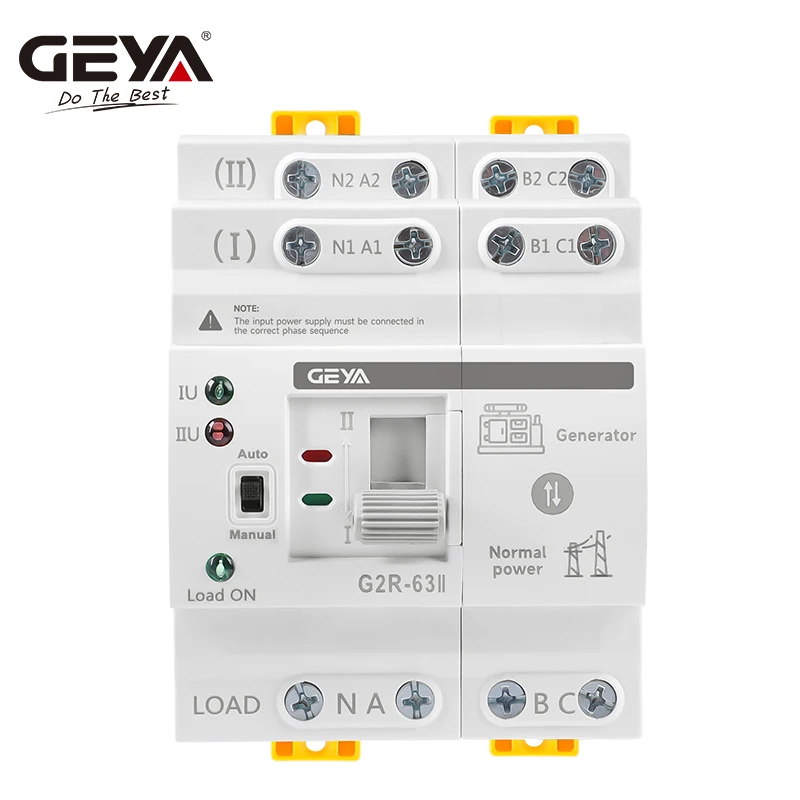 GEYA G2R 딘 레일 2P 4P ATS 이중 전원 자동 전환 스위치, 전기 선택기 스위치, 무정전 전원 25A, 40A, 63A