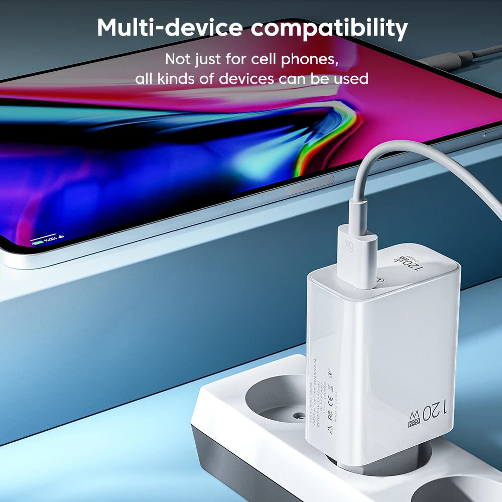 120W USB 고속 충전기 3.0 USB C 타입 케이블, 아이폰 14 샤오미 삼성 화웨이용 휴대폰 충전기 어댑터