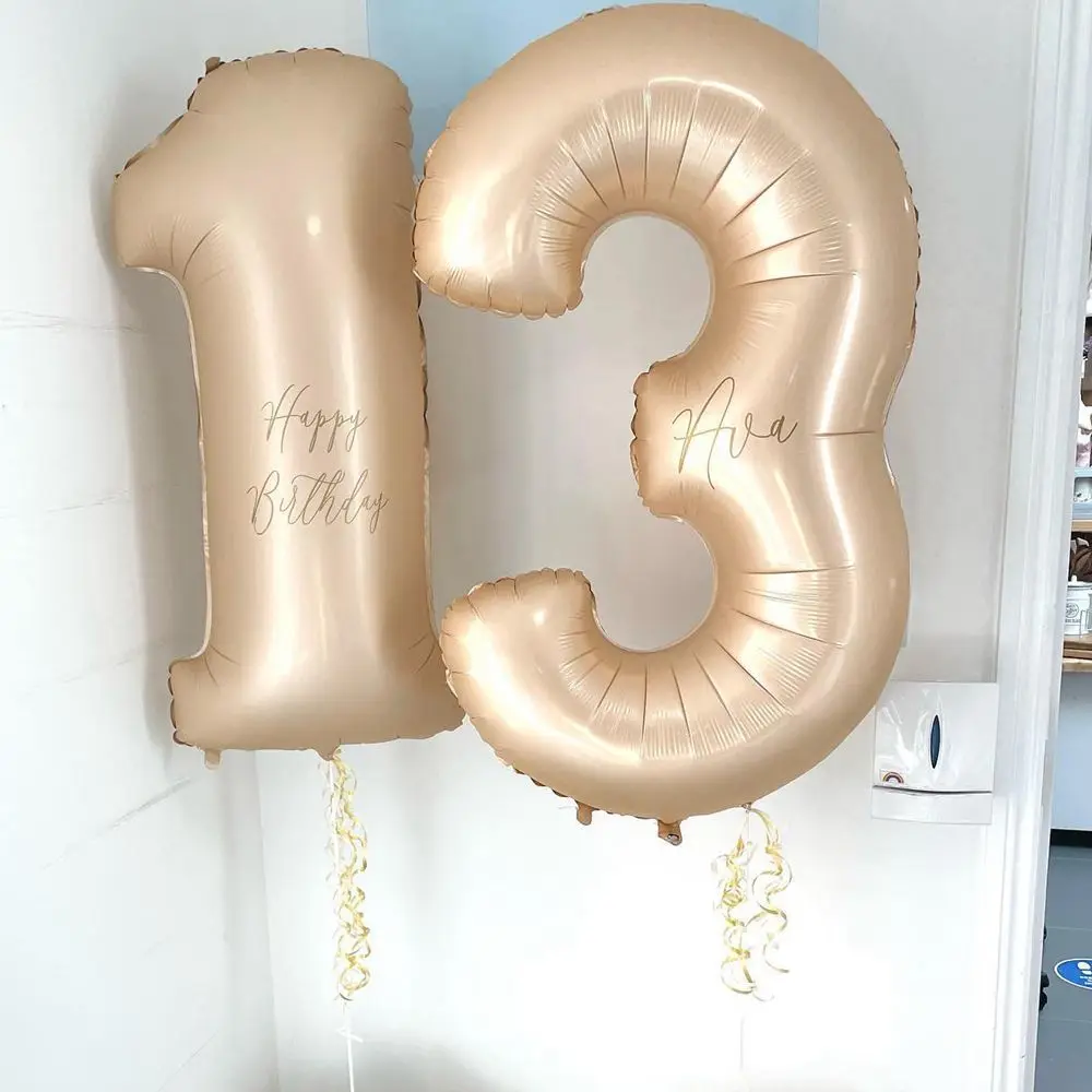 어린이 생일용 크림 진한 베이지 컬러 1-9 디지털 풍선, 성인 생일 파티 장식, DIY 가정용품, 32 인치, 40 인치, 30 인치, 40 인치, 50 인치, 60 인치, 70 인치