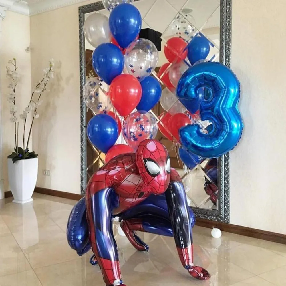 대형 3D 스파이더맨 아이언맨 히어로 알루미늄 호일 풍선, 생일 파티 장식, 어린이 만화 베이비 샤워 용품, 선물 글로보