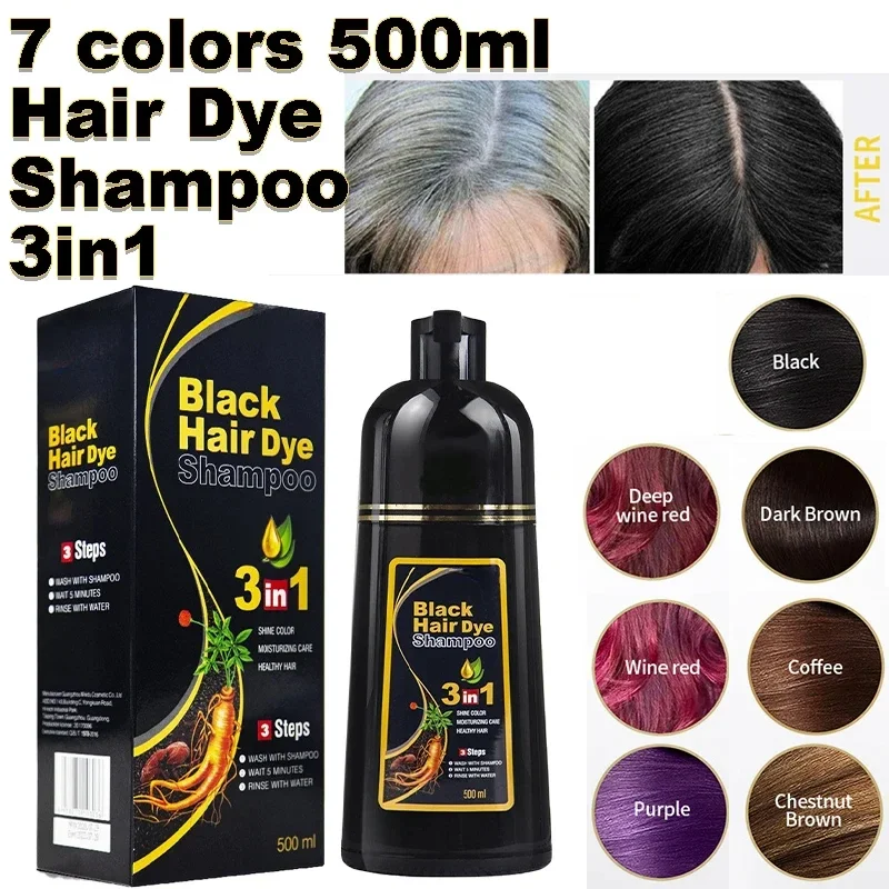 여성용 다홍색 천연색 커버, 즉석 모발 염색 샴푸, 3in 1, 100ml, 500ml