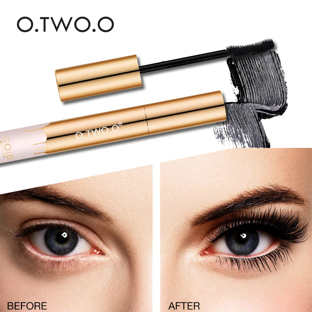 O.TWO.O 3d 마스카라 길게하는 블랙 래쉬 속눈썹 연장 아이 래쉬 브러쉬 뷰티 메이크업 롱웨어 골드 컬러 마스카라