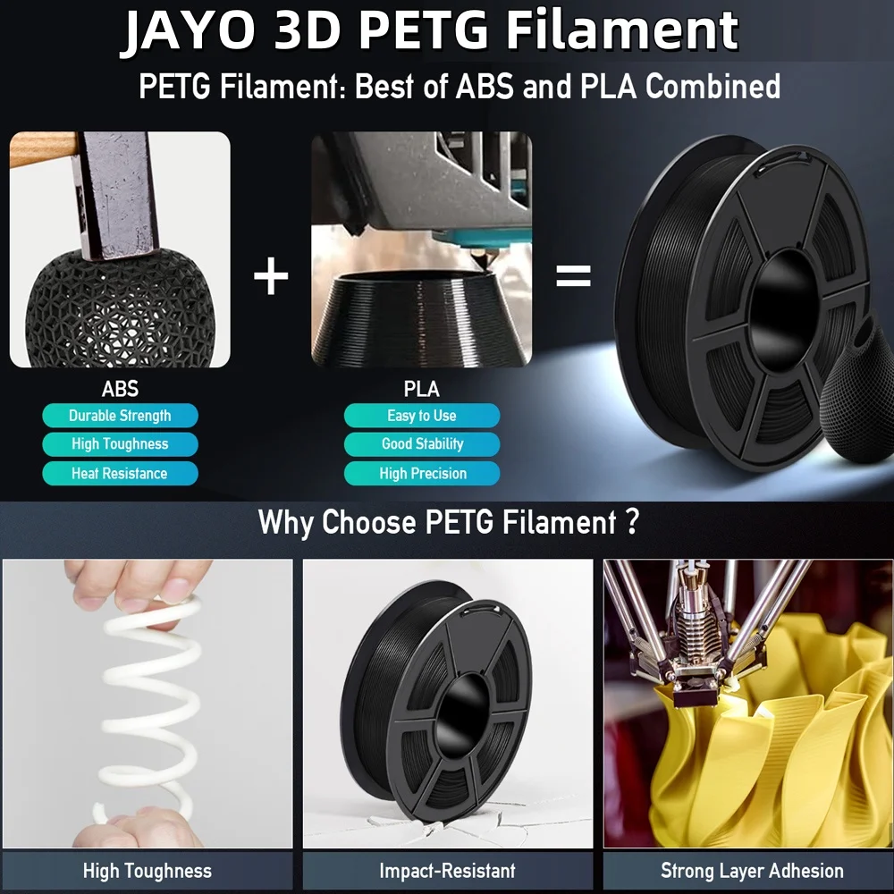 JAYO 3D 프린터 PLA, PLA 메타, PETG, PLA 플러스, PLA 매트 필라멘트, 3D 프린터 및 3D 펜용 3D 인쇄 재료, 1.75mm 10 롤