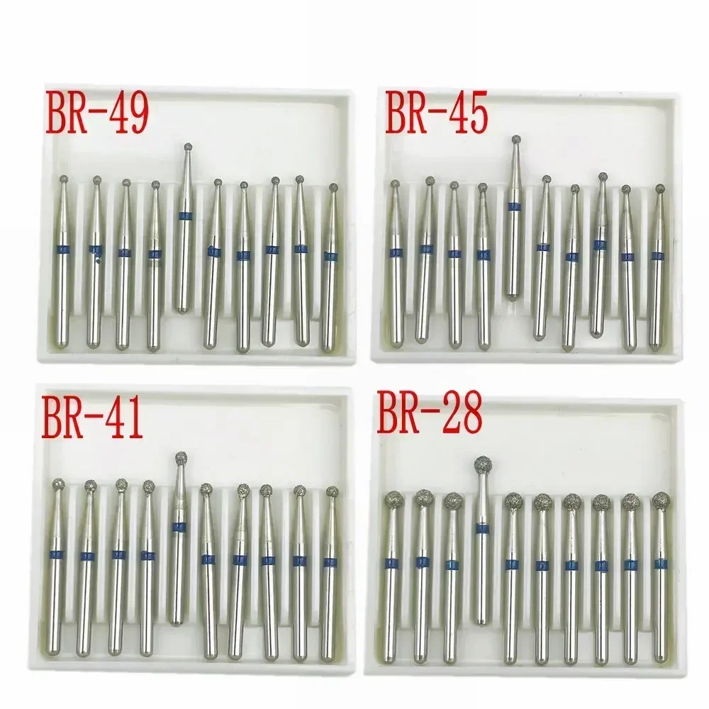 고속 핸드피스 버용 치과 다이아몬드 버 드릴, FG 다이아몬드 1.6mm 생크, 상자당 10 개