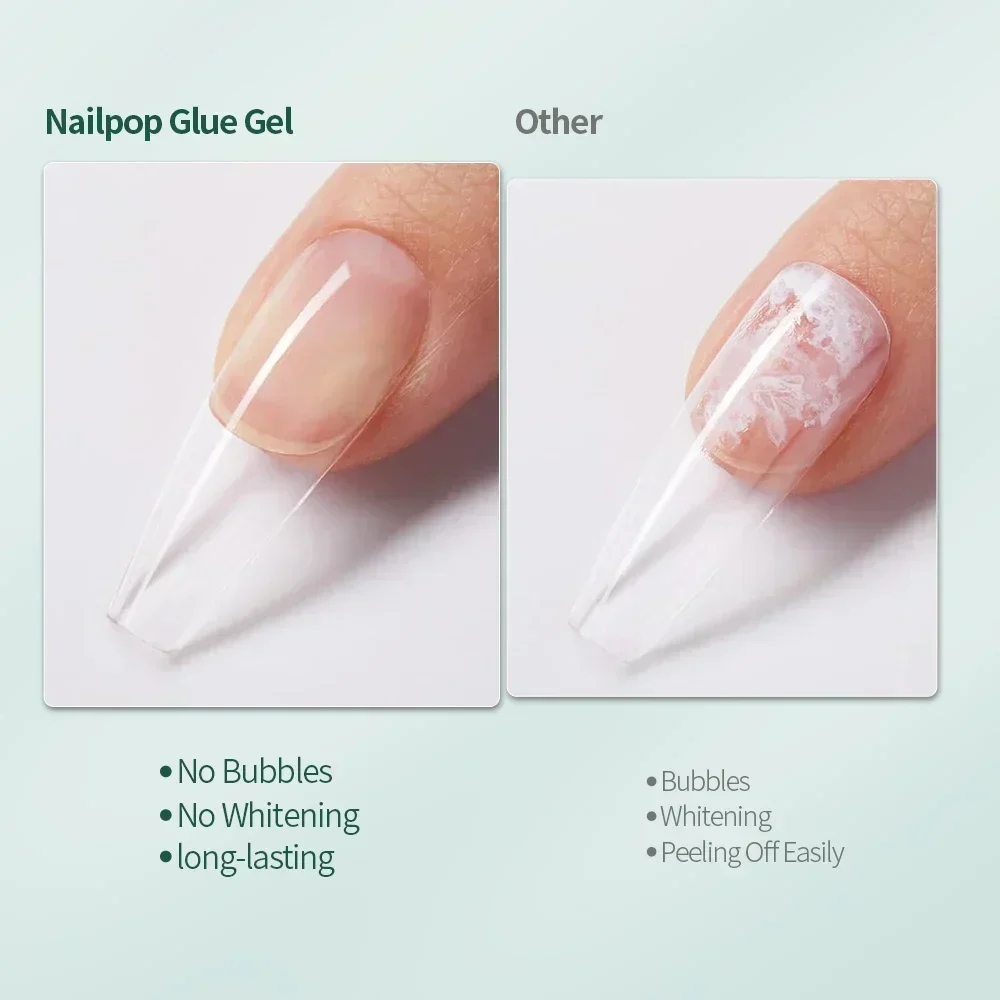 NAILPOP 강력한 네일 글루 젤, 전문 빠른 건조 접착제, 가짜 아크릴 손톱용 리무버 및 프레스 온 네일 키트, 글루 젤