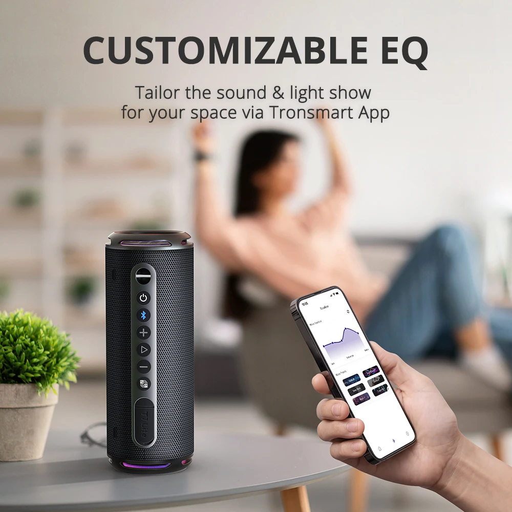 Tronsmart T7 Lite 블루투스 스피커 향상된 베이스 휴대용 스피커 24H 재생 시간, APP 제어, IPX7 캠핑용 방수