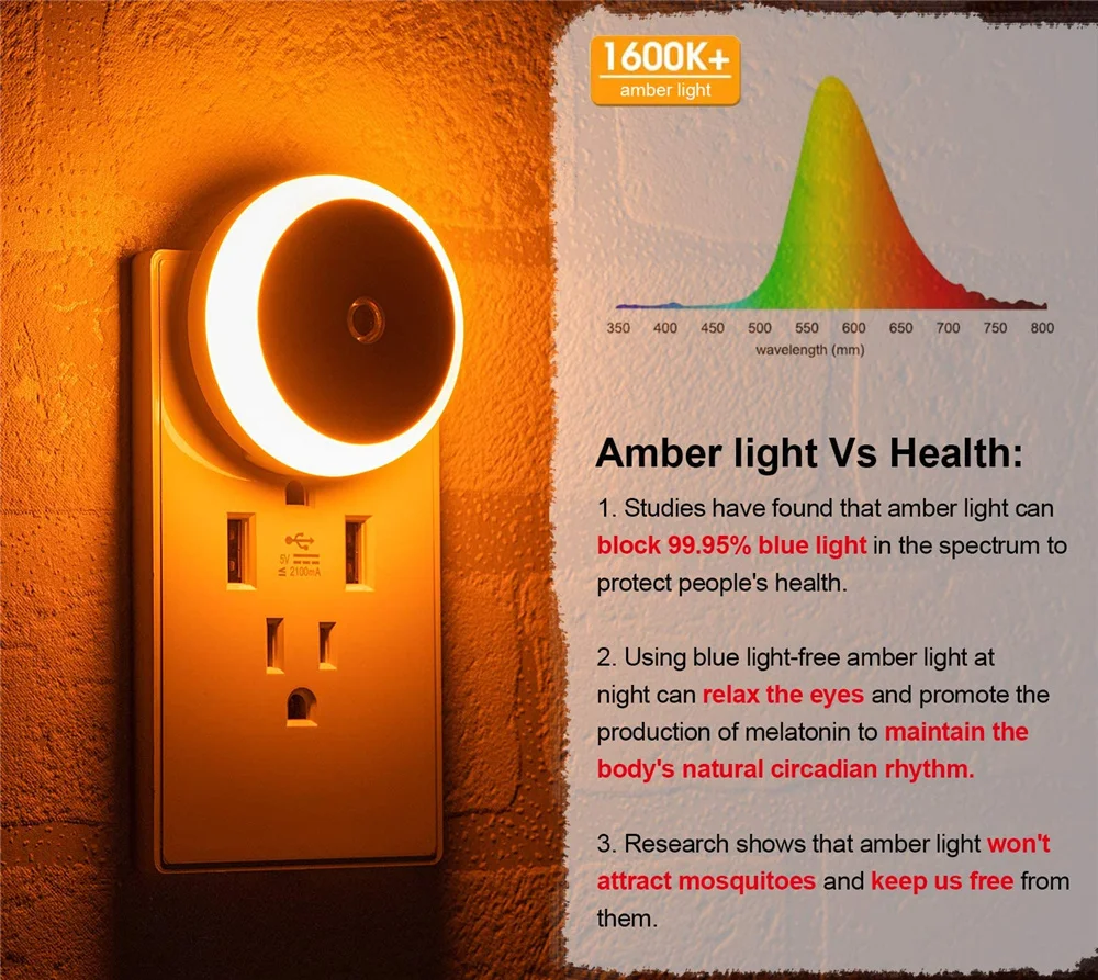 LED 야간 조명 스마트 야간 센서 벽 야간 램프, 라운드 플러그, 욕실 홈 주방 복도 계단 침실 야간 조명