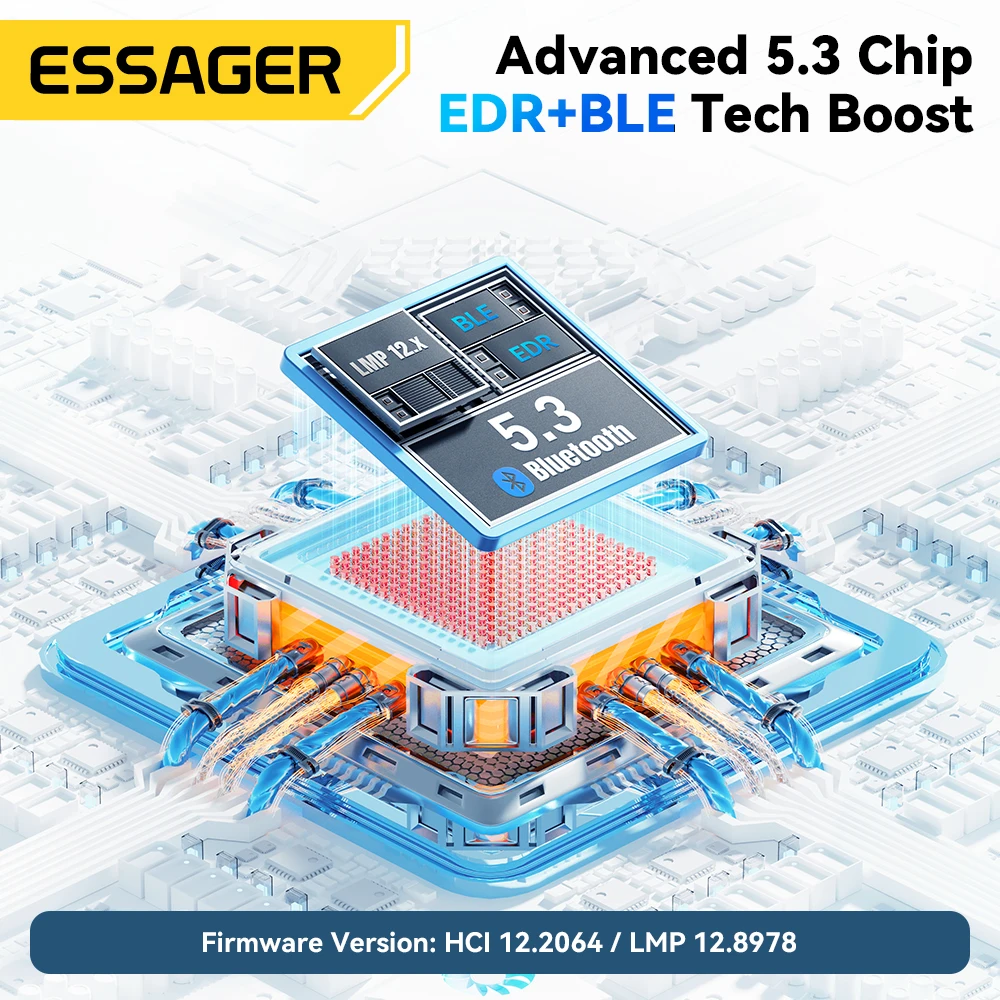 Essager USB 블루투스 어댑터 동글 블루투스 5.3, PC 노트북 스피커 오디오 리시버, 무선 마우스 키보드, USB 송신기