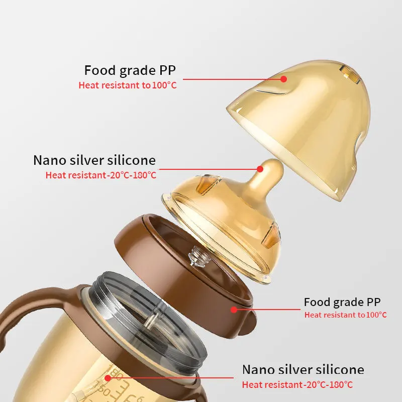 손잡이가 달린 실리콘 나노 젖병, 아기 젖병, 질식 방지 젖꼭지 젖병, 0-9 개월 아기용, 150ML, 250ML