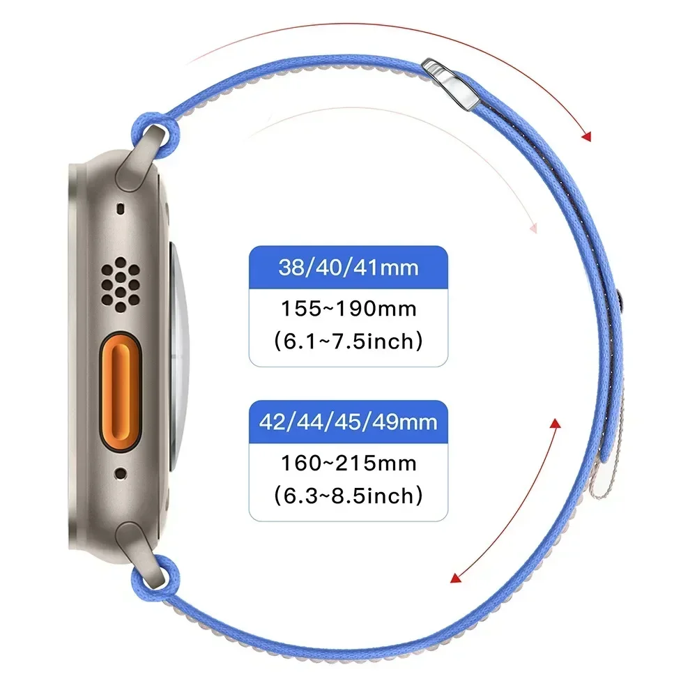 애플 워치용 트레일 루프 스트랩, 울트라 2, 49mm 시리즈 10, 9, 8, 7, 46mm, 45mm, 41mm, 42mm, 스포츠 나일론 손목 밴드, 아이워치 6, 5, 4, SE, 44mm, 40mm