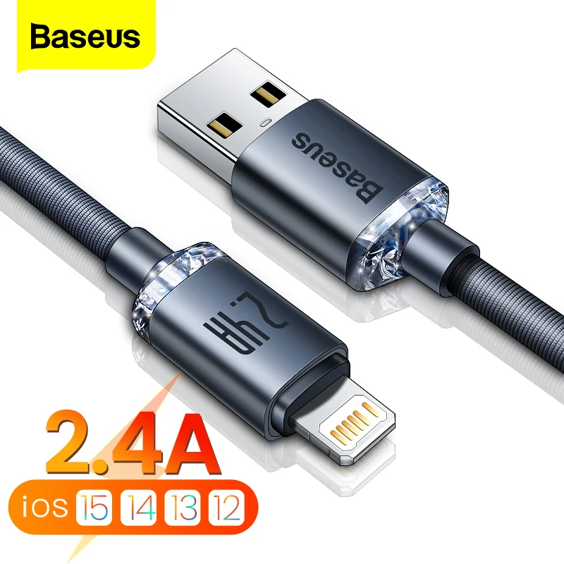 Baseus-아이폰 14 13 12 11 프로 Xs 맥스 X Xr 8 7 플러스 2.4A 용 USB 케이블, 고속 충전, 아이패드 프로 데이터 케이블 2M, 유선 코드 title=Baseus-아이폰 14 13 12 11 프로 Xs 맥스 X Xr 8 7 플러스 2.4A 용 USB 케이블, 고속 충전, 아이패드 프로 데이터 케이블 2M, 유선 코드 