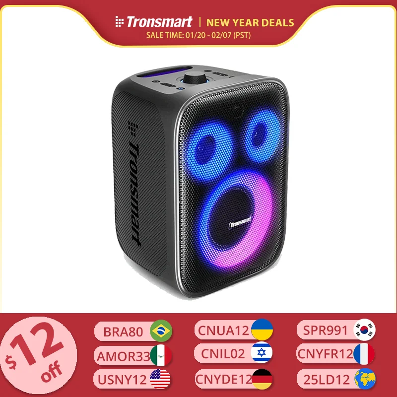 Tronsmart 헤일로 200 스피커, 블루투스 스피커, 3 웨이 사운드 시스템, 120W, 내장/유선 마이크, 기타 입력, 앱 제어 title=Tronsmart 헤일로 200 스피커, 블루투스 스피커, 3 웨이 사운드 시스템, 120W, 내장/유선 마이크, 기타 입력, 앱 제어 