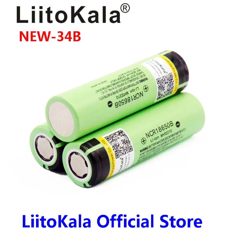 LiitoKala 충전식 리튬 배터리 손전등 배터리, NCR18650B 34B, 3.7V, 18650, 3400mAh, 신제품