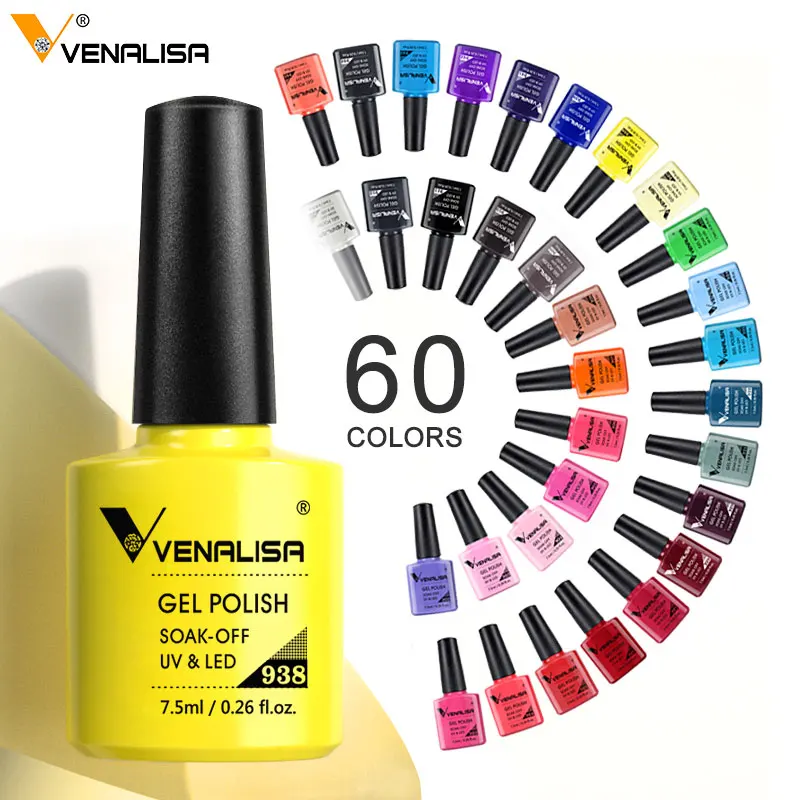 Venalisa-7.5ml 네일 젤 폴리쉬 60 색 글리터 컬러 네일 바니시 네일 아트 매니큐어 탑 코트 소크 오프 에나멜 UV 젤 바니시, 메니큐어 페디큐어 네일아트 매니큐어