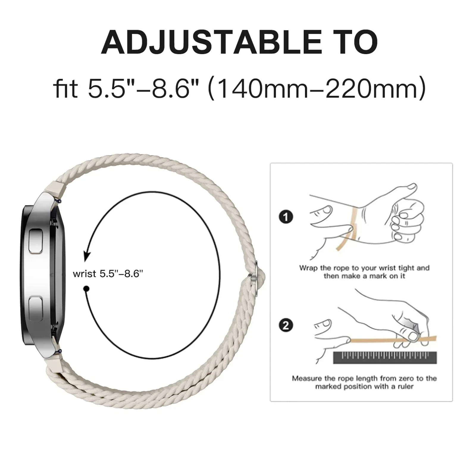 브레이드 솔로 루프 밴드, 나일론 스트랩, 삼성 갤럭시 워치 7, 6, 5, 4, 40mm, 44mm, 6 클래식, 43, 47mm, 20mm, 22mm, 화웨이 워치 3, 4 프로용