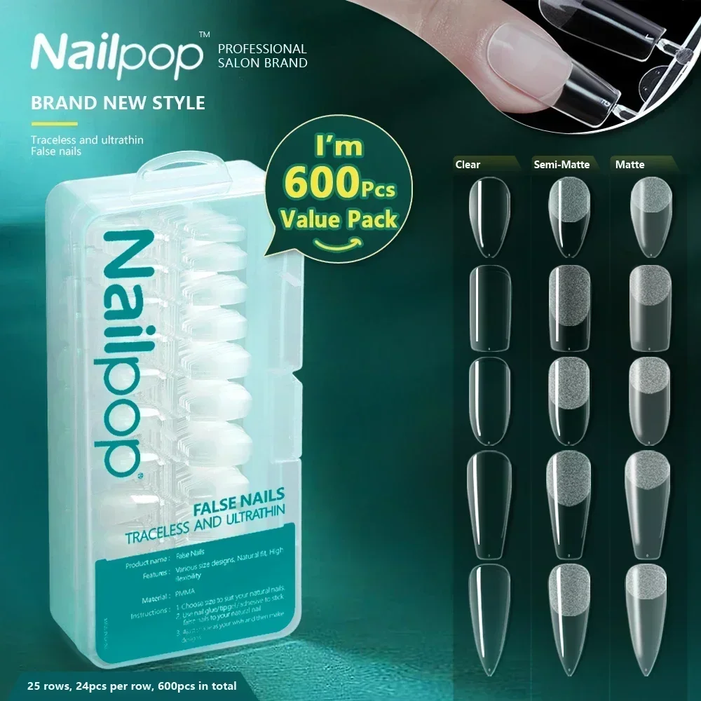 Nailpop 프로 가짜 손톱 전체 커버 가짜 네일 팁, 아크릴 네일 캡슐, 전문 재료, 손가락 흡수 젤 팁, 600 개 title=Nailpop 프로 가짜 손톱 전체 커버 가짜 네일 팁, 아크릴 네일 캡슐, 전문 재료, 손가락 흡수 젤 팁, 600 개
