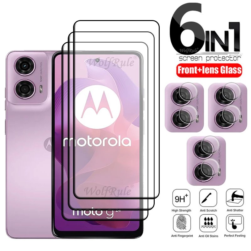 Moto G24 강화 유리 용 Motorola Moto G24 유리 용 6-in-1 Moto G24 G 24 렌즈 유리 용 전체 접착제 커버 9H 화면 보호기 title=Moto G24 강화 유리 용 Motorola Moto G24 유리 용 6-in-1 Moto G24 G 24 렌즈 유리 용 전체 접착제 커버 9H 화면 보호기 