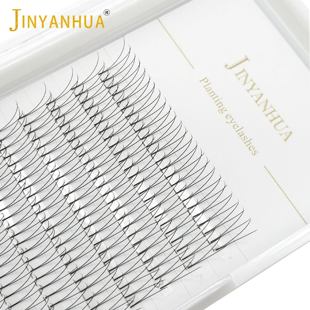 JINYANHUA 3D 소프트 내추럴 밍크 속눈썹, 수제 프리메이드 볼륨 팬, 속눈썹 연장, 메이크업 팜므 인조 속눈썹, 3 줄, 12 줄