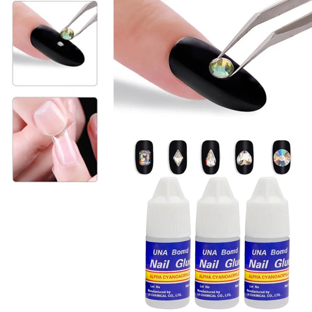 1Set*3g 거짓 손톱 팁용 빠른 건조 본드 네일 접착제 강력한 접착제 접착제 전문 아크릴 아트 네일 라인스톤 접착제 젤 &*