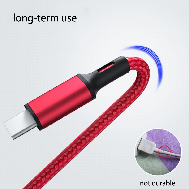 3 in 1 USB 충전 케이블, 3 타입 C 3 마이크로 USB 스플리터 코드, 고속 충전 6A, 휴대폰 보조베터리 면도기, 함께 충전