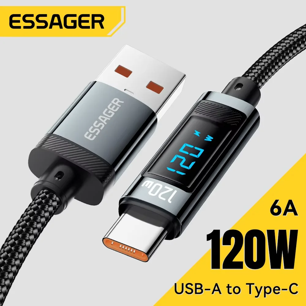 Essager USB C타입 고속 충전 케이블, LED 디지털 디스플레이 케이블 포함, 아이폰 15, 14, 13, 12, 화웨이용, 120W title=Essager USB C타입 고속 충전 케이블, LED 디지털 디스플레이 케이블 포함, 아이폰 15, 14, 13, 12, 화웨이용, 120W 