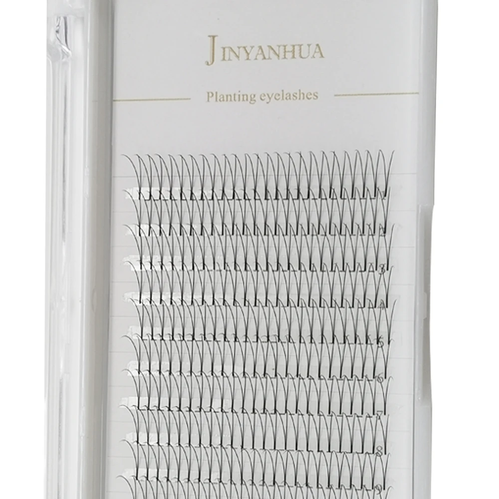 JINYANHUA 3D 소프트 내추럴 밍크 속눈썹, 수제 프리메이드 볼륨 팬, 속눈썹 연장, 메이크업 팜므 인조 속눈썹, 3 줄, 12 줄