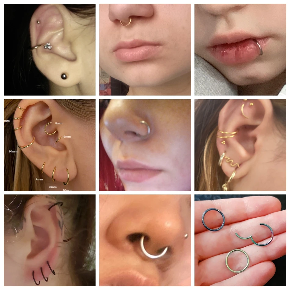 티타늄 세그먼트 코 피어싱, Septum Clicker Pirsing 귀걸이, 14G Nostril 피어싱, 나선형 소라 피어싱, Nariz 20G 쥬얼리, 1PC