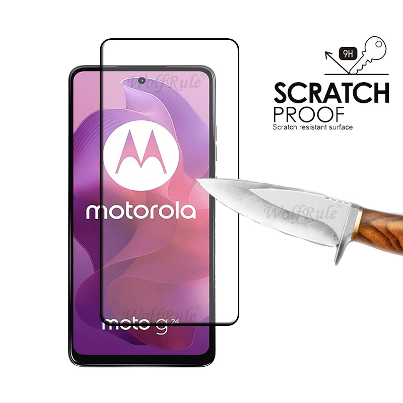 Moto G24 강화 유리 용 Motorola Moto G24 유리 용 6-in-1 Moto G24 G 24 렌즈 유리 용 전체 접착제 커버 9H 화면 보호기