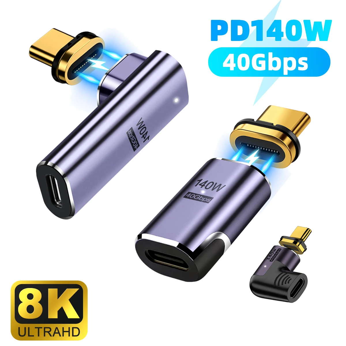 140W USB4.0 40Gbps Thunderbolt3 자기 유형-C OTG USB C-USB-C 고속 충전 자석 변환기 케이블 8K@60Hz USB 유형 C 어댑터 title=140W USB4.0 40Gbps Thunderbolt3 자기 유형-C OTG USB C-USB-C 고속 충전 자석 변환기 케이블 8K@60Hz USB 유형 C 어댑터 