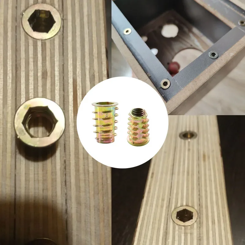 M4 M5 M6 M8 M10 가구 너트 아연 합금 육각 드라이브 삽입 너트 T 형 목공 목재 삽입 너트 테이블 책상 의자 침대 Nutsert