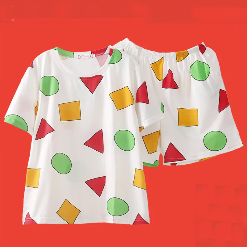 Pijama Sin Chan Man Pajama Sinchan 코튼 여름 짧은 세트 커플 남성과 여성을위한 일본 잠옷 잠옷 2024