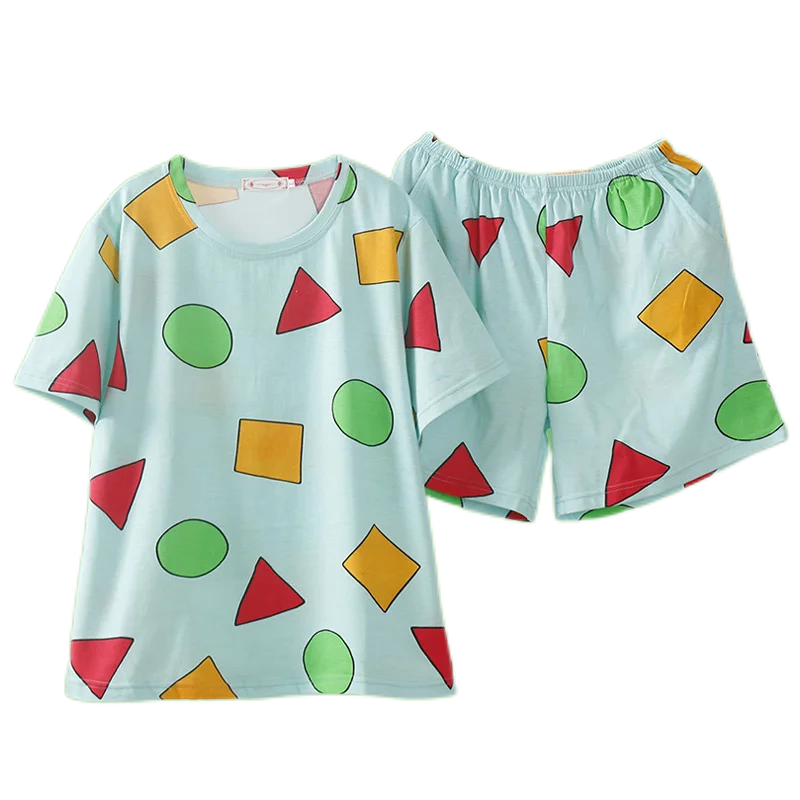 Pijama Sin Chan Man Pajama Sinchan 코튼 여름 짧은 세트 커플 남성과 여성을위한 일본 잠옷 잠옷 2024