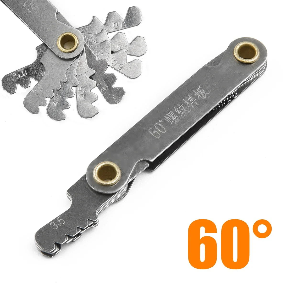 1pc 55/60도 미터법 인치 나사 플러그 게이지 기어 치아 나사 피치 게이지 측정 센터 Metrisch 나사 측정 도구