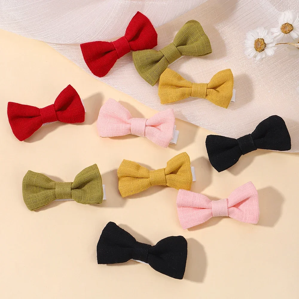 2 개/몫 아기 미니 머리 활 헤어 클립 코튼 부드러운 머리핀 소녀 응원 Bowknot Barrettes 어린이 모자를 쓰고 있죠 헤어 액세서리