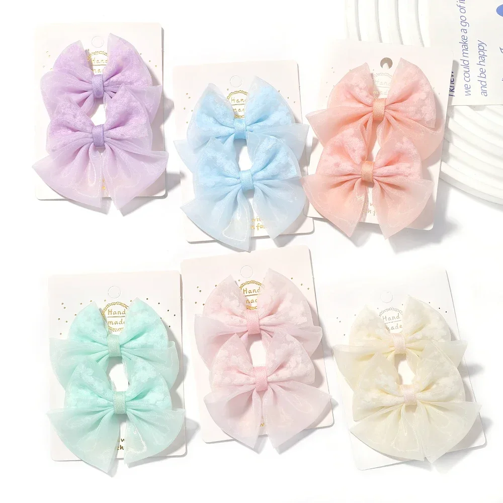 2 개/몫 아기 미니 머리 활 헤어 클립 코튼 부드러운 머리핀 소녀 응원 Bowknot Barrettes 어린이 모자를 쓰고 있죠 헤어 액세서리