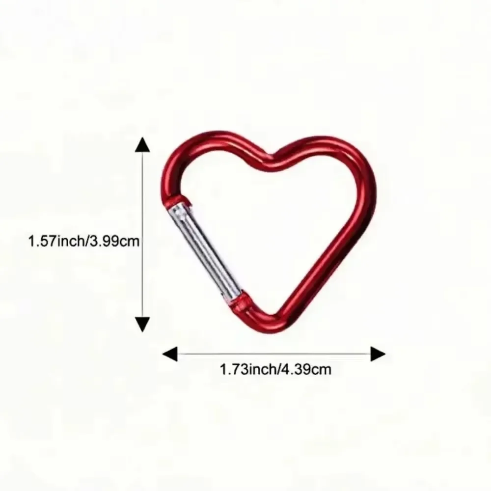 하트 모양의 금속 Carabiner 키 체인 Carabiner 야외 등산 캠핑 키 링 버클 멀티 여행 키트 후크 교수형 열쇠 고리