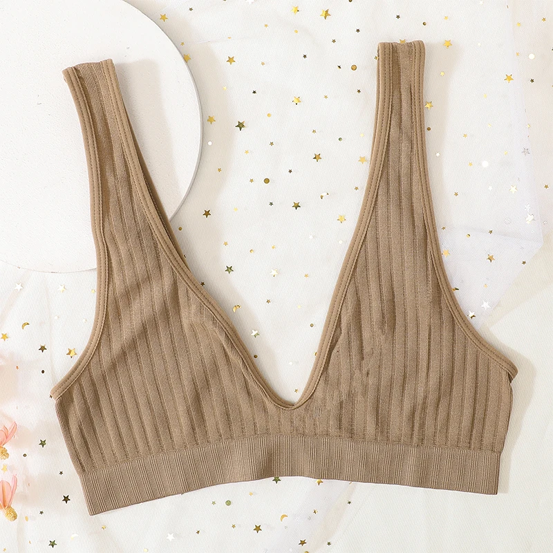 깊은 v-목 원활한 브래지어는 여성을위한 브래지어를 밀어 Bralette 섹시한 란제리 여성 낮은 뒤로 수면 속옷 Unlined 자르기 탑