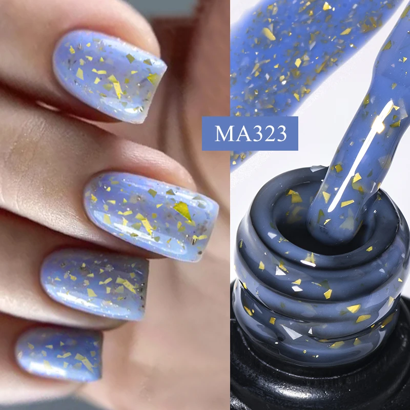 7ML 골드 글리터 고무 베이스 젤 매니큐어 밀키 화이트 UV 건설 젤 세미 퍼머넌트 바니시 UV LED 네일 아트 끄기