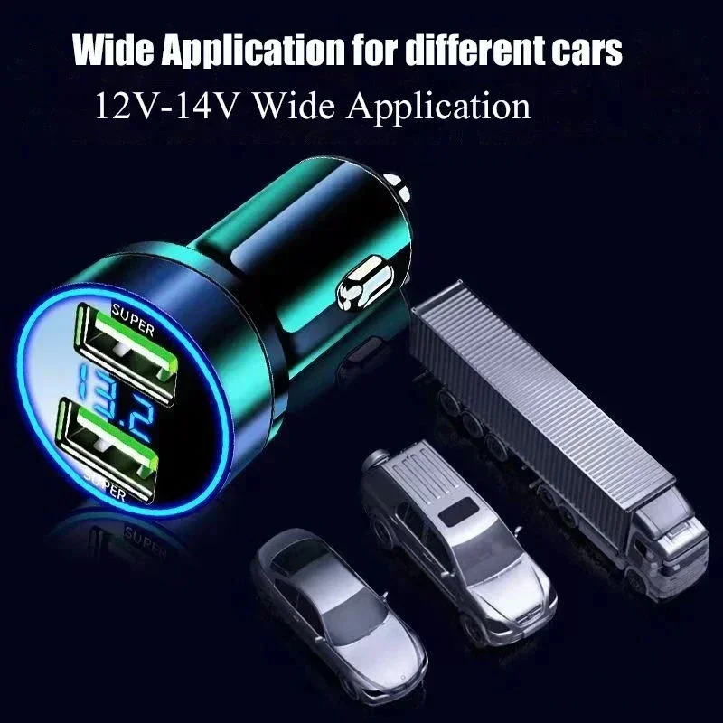 240W 차량용 충전기 듀얼 USB 포트 120W 초고속 충전(디지털 디스플레이 포함) iPhone Samsung Xiaomi용 빠른 충전 어댑터
