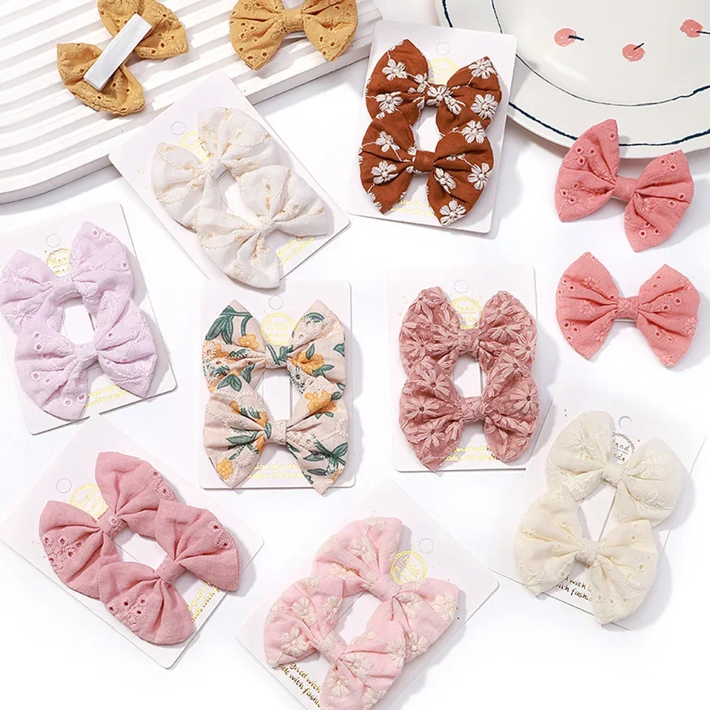 2 개/몫 아기 미니 머리 활 헤어 클립 코튼 부드러운 머리핀 소녀 응원 Bowknot Barrettes 어린이 모자를 쓰고 있죠 헤어 액세서리