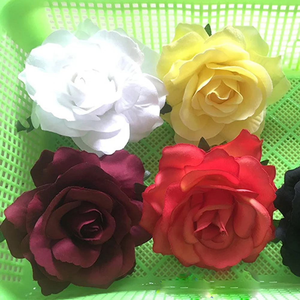 머리에 대 한 플라멩코 꽃 신부 몰려 들고 천으로 DIY 머리 장식 빨간 장미 꽃 머리 핀 헤어 클립 파티 헤어 액세서리