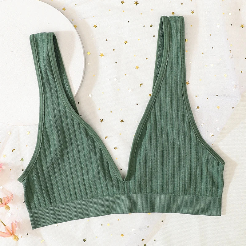 깊은 v-목 원활한 브래지어는 여성을위한 브래지어를 밀어 Bralette 섹시한 란제리 여성 낮은 뒤로 수면 속옷 Unlined 자르기 탑