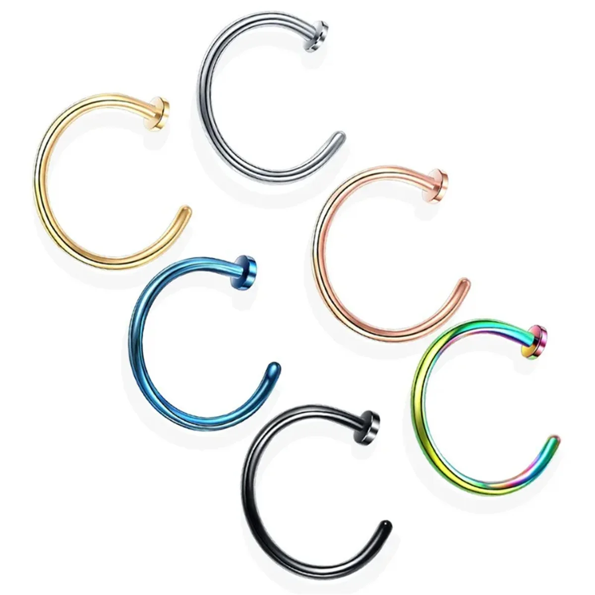 2/10pcs 여성을위한 20G 가짜 코 링 남성, 립 링에 316L 스테인레스 스틸 클립 Labret 링 코 피어싱 쥬얼리