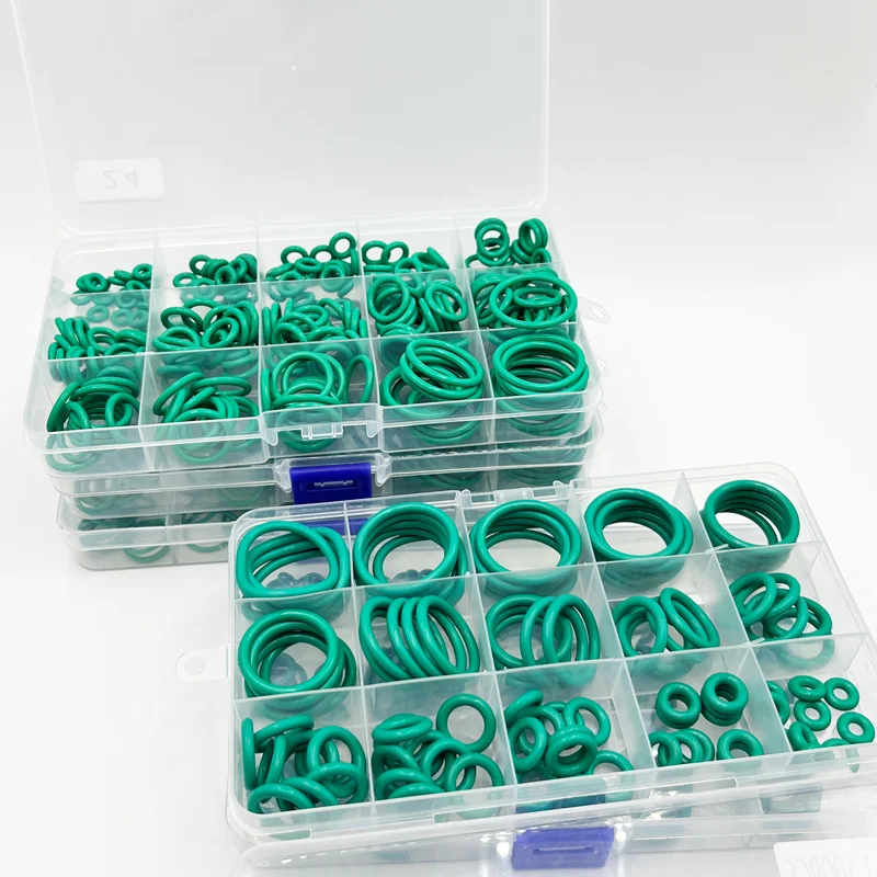 FKM O-링 녹색 불소 고무 고무 씰링 가스켓 O 링 CS1.5/2.0/2.4/3.1mm 내유성 산성 알칼리 방지 O-링 키트