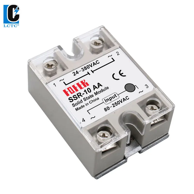 LCTC 1pcs 솔리드 스테이트 릴레이 단상 비접촉 SSR DC-DC AC-AC DC-AC 24-380VAC 10A 25A 40A 50A 60A 80A 100A