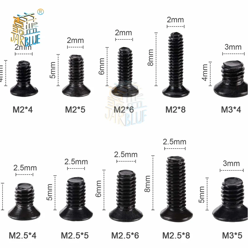 250Pcs/500Pcs M2 M2.5 M3 KM 나사 플랫 헤드 필립스 나사 노트북 노트북 나사 세트 컴퓨터 작은 나사 용 키트