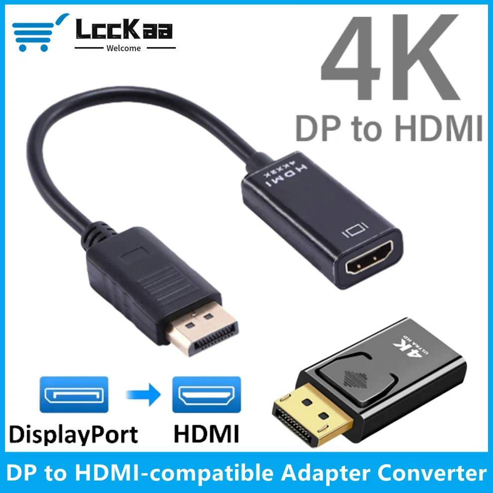 DP-HDMI 호환 어댑터 컨버터, 디스플레이 포트-HDMI 케이블, DP 수-HDMI 암 HD TV 비디오 오디오 어댑터, PC TV용, 4K title=DP-HDMI 호환 어댑터 컨버터, 디스플레이 포트-HDMI 케이블, DP 수-HDMI 암 HD TV 비디오 오디오 어댑터, PC TV용, 4K 