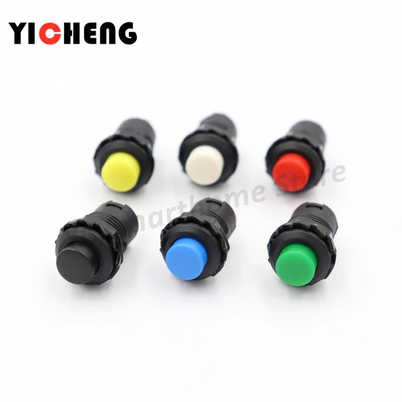 6pcs 자동 잠금/순간 푸시 버튼 스위치 DS228 DS428 12mm OFF-ON 푸시 버튼 스위치 3A /125VAC 1.5A/250VAC DS-228 DS-428