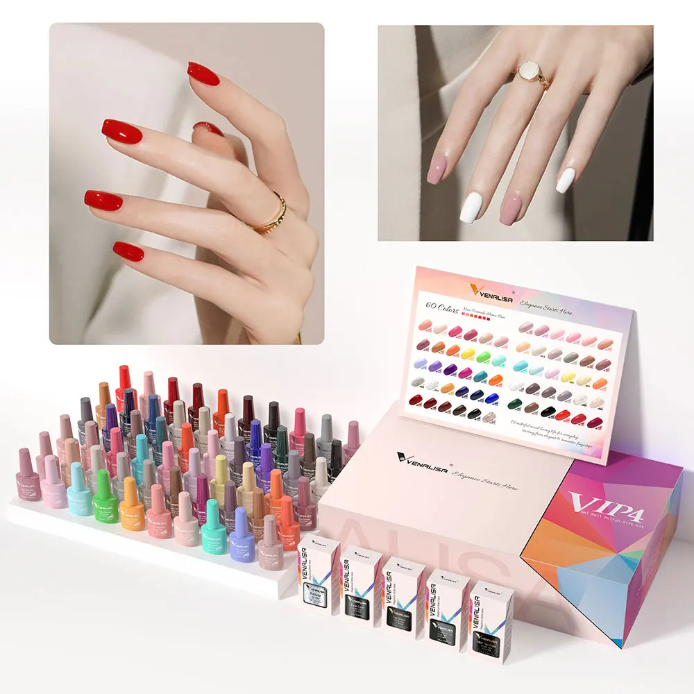VENALISA VIP4 네일 젤 폴리쉬 7.5ml HEMA 프리 세미 퍼머넌트 매니큐어 슈퍼 텍스처 젤 바니시 오래 지속되는 템퍼드 탑코트